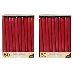 50x Bordeaux rode dinerkaarsen 25 cm - Dinerkaarsen