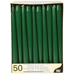 50x Donkergroene dinerkaarsen 25 cm - Dinerkaarsen