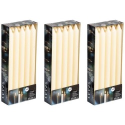 30x Ivoorwitte rechte dinerkaarsen 24 cm 8 branduren - Dinerkaarsen