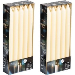 20x Ivoorwitte rechte dinerkaarsen 24 cm 8 branduren - Dinerkaarsen