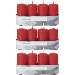 12x Rode cilinderkaarsen/stompkaarsen 5 x 10 cm 18 branduren - Stompkaarsen