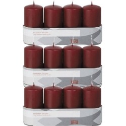12x Bordeauxrode cilinderkaarsen/stompkaarsen 5 x 10 cm - Stompkaarsen