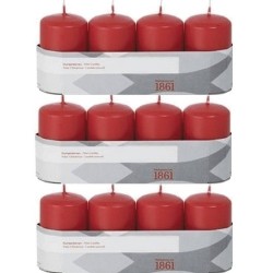 12x Rode cilinderkaarsen/stompkaarsen 5 x 8 cm 18 branduren - Stompkaarsen