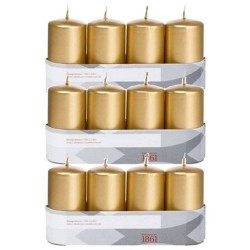 12x Gouden cilinderkaarsen/stompkaarsen 5 x 10 cm - Stompkaarsen