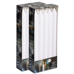 20x Witte rechte dinerkaarsen 24 cm 8 branduren - Dinerkaarsen