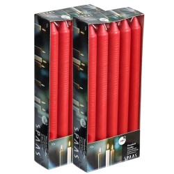 20x Rode rechte dinerkaarsen 24 cm 8 branduren - Dinerkaarsen