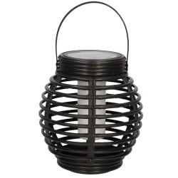 1x Zwarte solar lantaarn met vlam effect 15 cm - Lantaarns
