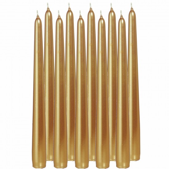 12x Gouden dinerkaarsen 25 cm 8 branduren - Dinerkaarsen