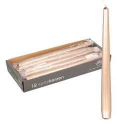 24x Metallic antiek gouden dinerkaarsen 25 cm 8 branduren - Dinerkaarsen