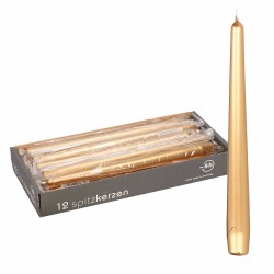 24x Metallic gouden dinerkaarsen 25 cm 8 branduren - Dinerkaarsen