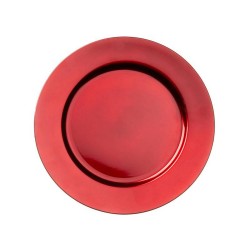 1x Ronde kaarsenborden/onderborden rood 33 cm - Kaarsenplateaus
