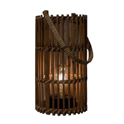 1x stuks bruine solar lantaarns van bamboe 32 cm - Lantaarns