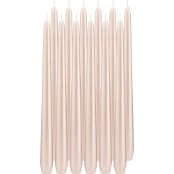 12x Lichtroze parelmoer dinerkaarsen 30 cm 13 branduren - Dinerkaarsen