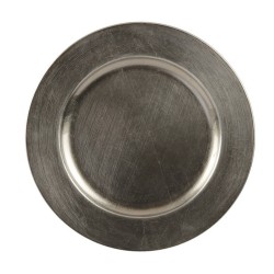 1x Ronde kaarsenborden/onderborden graniet groen glimmend 33 cm - Kaarsenplateaus