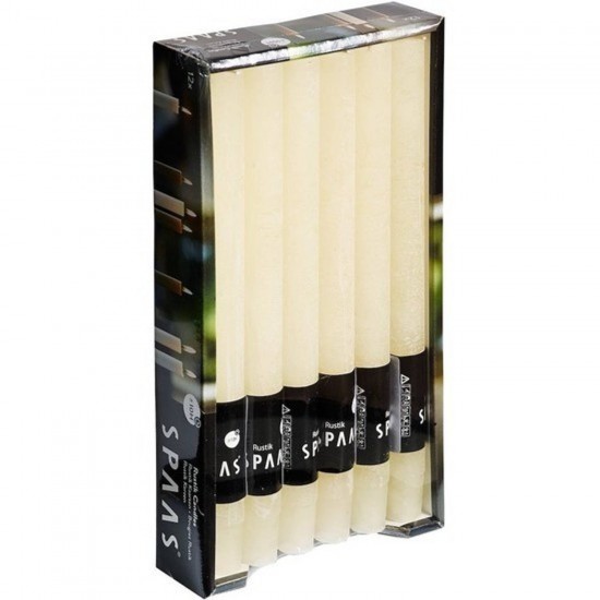 12x Bruiloft ivoorwitte dinerkaarsen 25 cm 10 branduren - Kaarsen