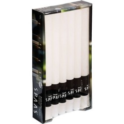 12x Bruiloft witte rustieke dinerkaarsen 25 cm 10 branduren - Kaarsen