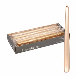 24x Metallic donkere koperen dinerkaarsen 25 cm 8 branduren - Dinerkaarsen