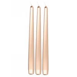 12x Metallic donkere koperen dinerkaarsen 25 cm 8 branduren - Dinerkaarsen