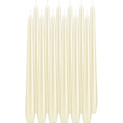 12x Ivoorwitte parelmoer dinerkaarsen 30 cm 13 branduren - Dinerkaarsen