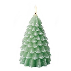 1x stuks led kaarsen kerstboom kaars groen D9,5 x H19 cm - LED kaarsen