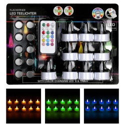 10x LED theelichtjes/waxinelichtjes multikleur 3,5 cm inclusief afstandsbediening - LED kaarsen