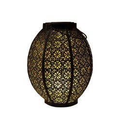 1x stuks zwart/gouden solar lantaarns van metaal 23 cm - Lantaarns