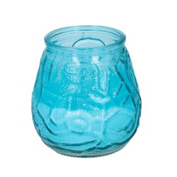 1x Citronella lowboy tafelkaarsen 10 cm blauw glas - geurkaarsen