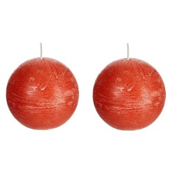2x Oranje rustieke bolkaarsen 8 cm 24 branduren - bolkaarsen