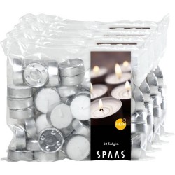 200x Witte theelichtjes/waxinelichtjes 4,5 branduren in zak - geurkaarsen