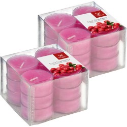 24x Geurtheelichtjes cranberry/roze 4 branduren - geurkaarsen