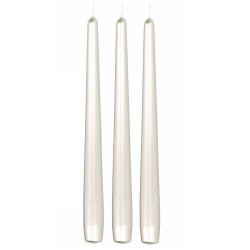 12x Metallic zilveren dinerkaarsen 25 cm 8 branduren - Dinerkaarsen