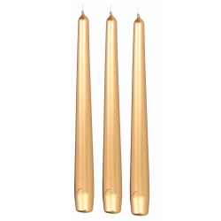 12x Metallic gouden dinerkaarsen 25 cm 8 branduren - Dinerkaarsen