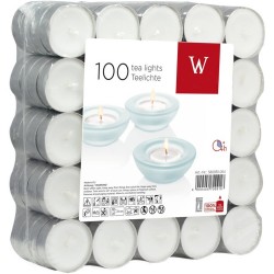 100x Witte theelichtjes/waxinelichtjes 4 branduren - Waxinelichtjes