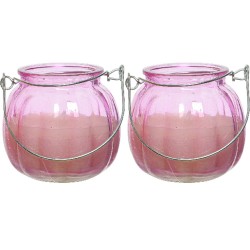 2x citronella kaarzen - glas - anti muggen - 15 branduren - D8 x H8 cm - geurkaarsen