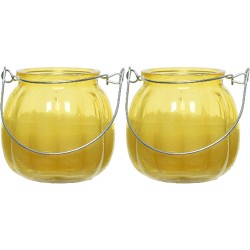 2x citronella kaarzen - glas - anti muggen - 15 branduren - D8 x H8 cm - geurkaarsen