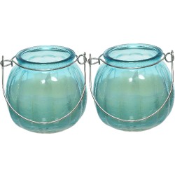 2x citronella kaarzen - glas - anti muggen - 15 branduren - D8 x H8 cm - geurkaarsen